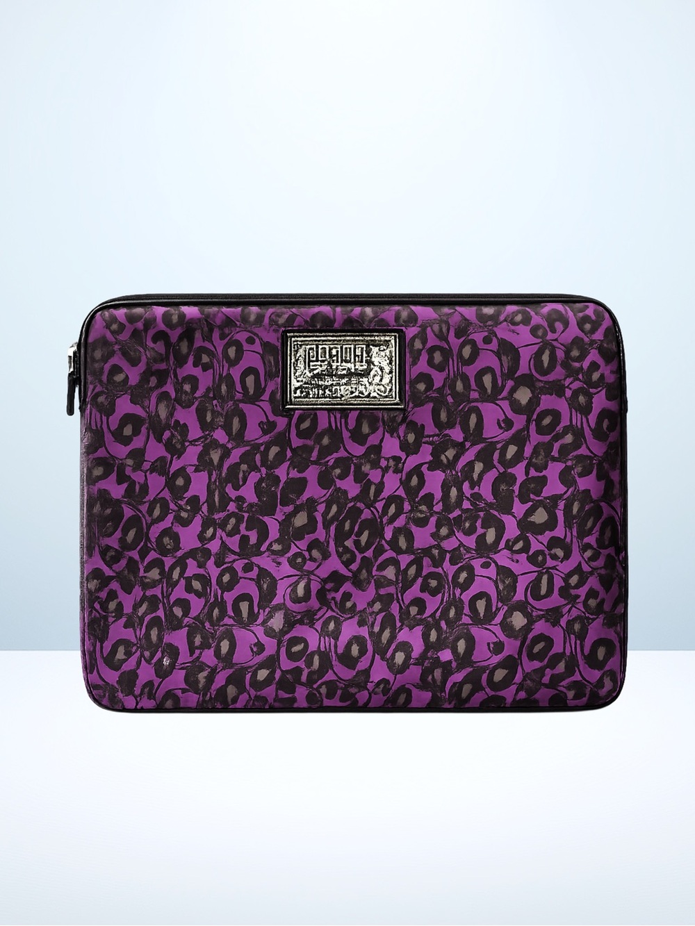 COACH Poppy Laptop Sleeve, Purple Black Ocelot Leopard